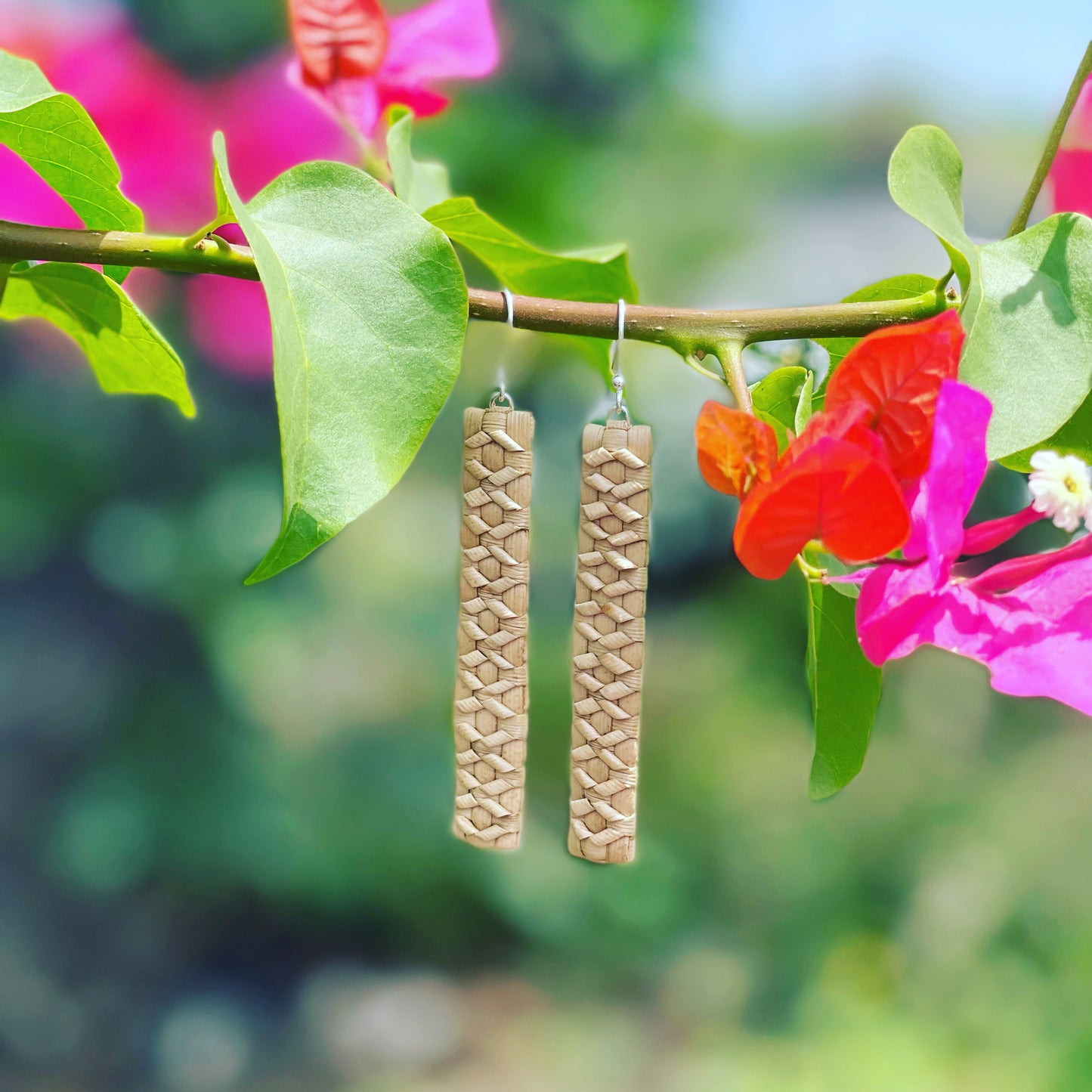 Double Embellished Lauhala Earrings