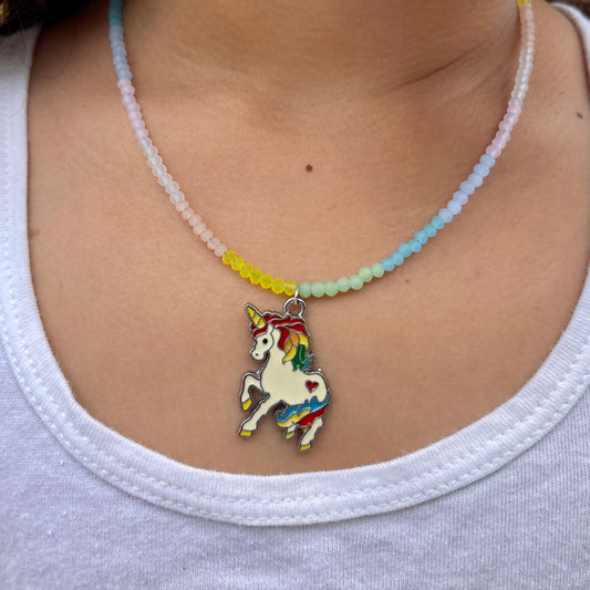 Unicorn Frosted Rainbow Necklace