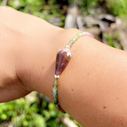 Gemstone Bracelet with Hawaiian Shell - Choose Your Gem