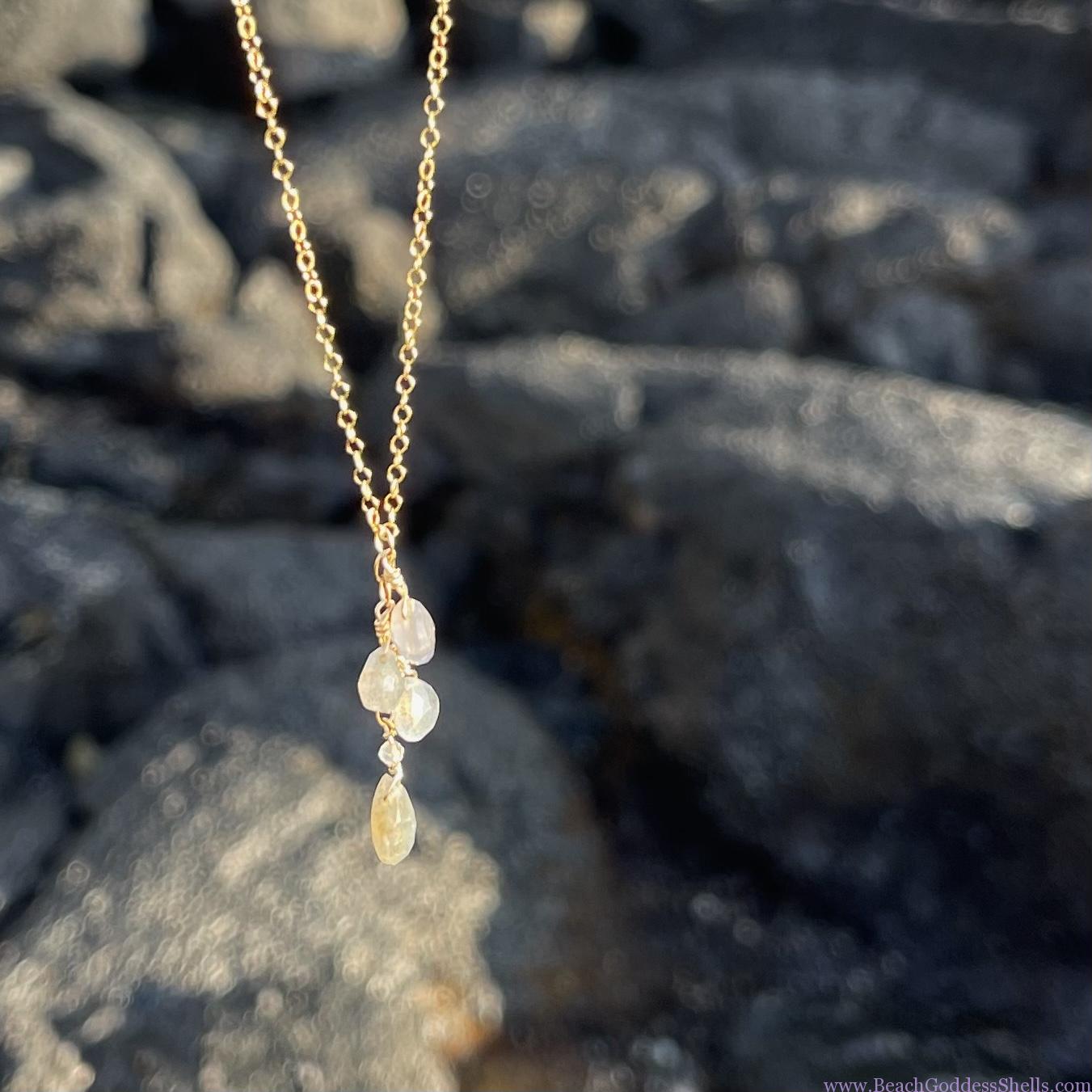 Labradorite Cluster on 14k Gold Chain Necklace