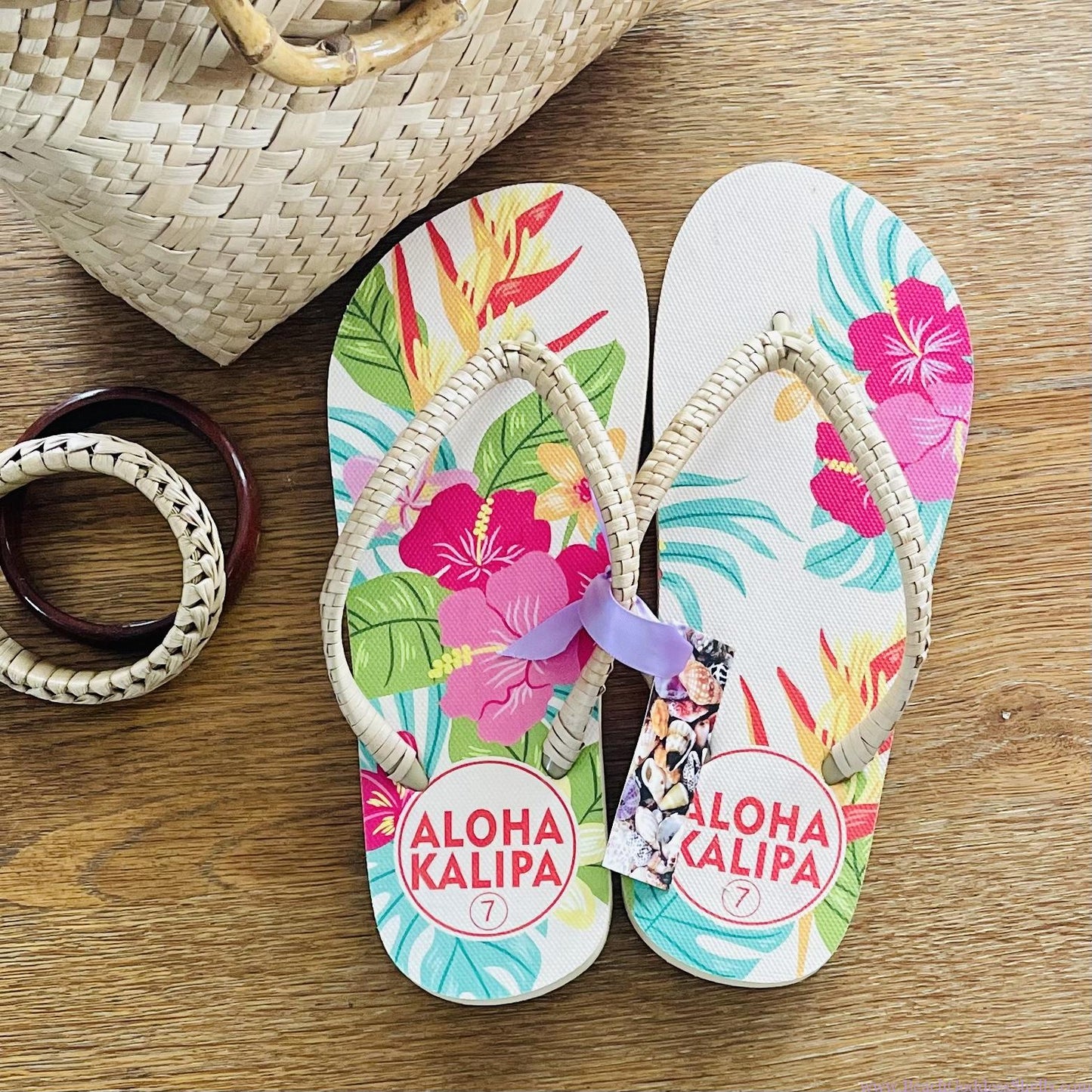 Lauhala Embellished Rubber Slippers