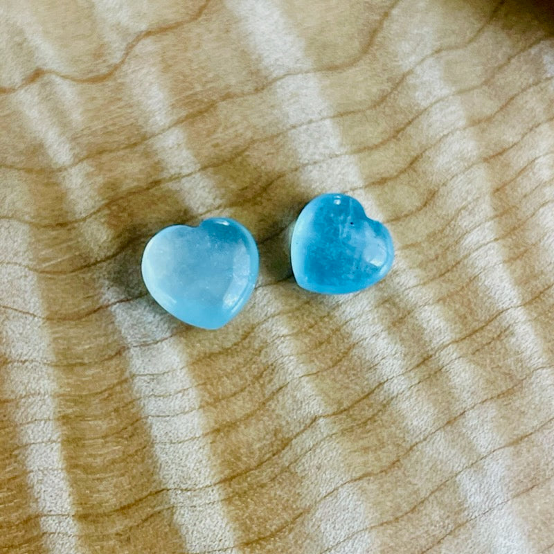 Gemstone Puffy Hearts Tiny Pair