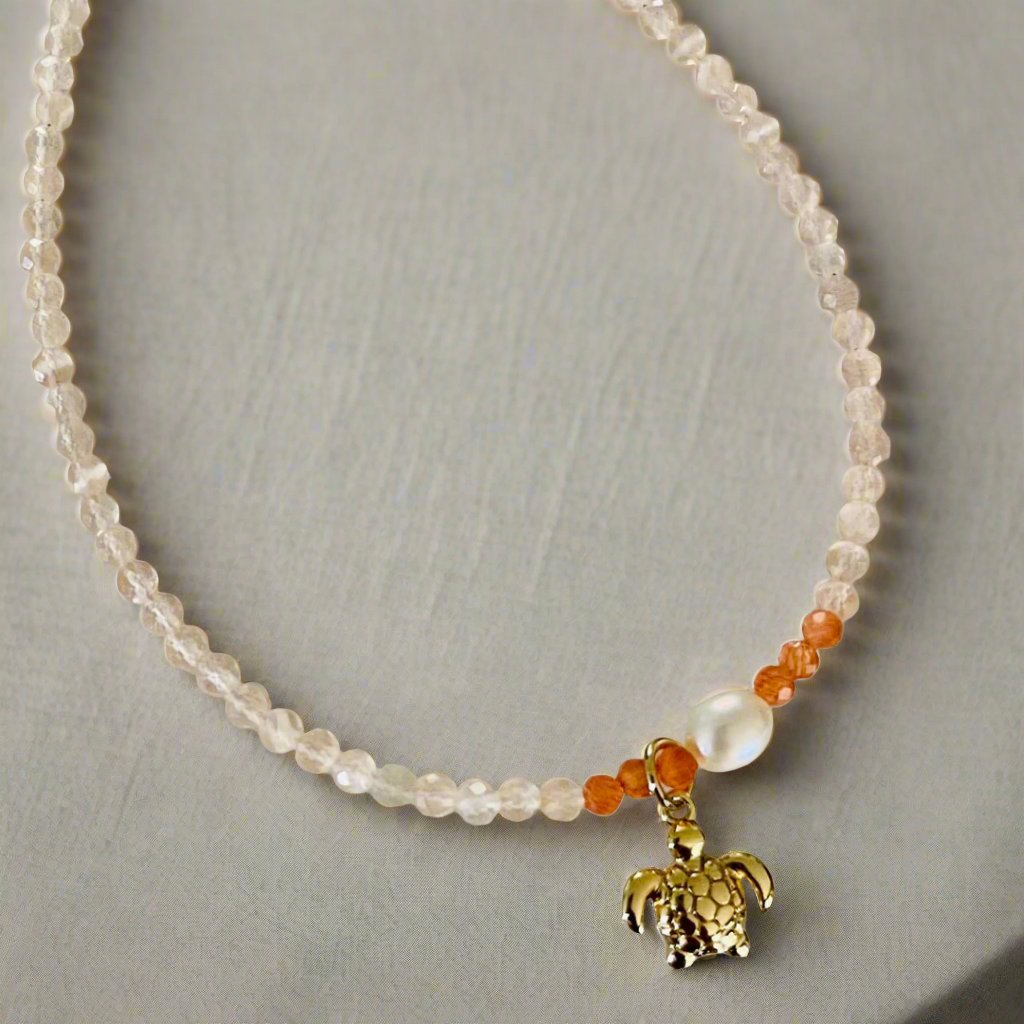 Peachy Golden Honu Pearl Anklet